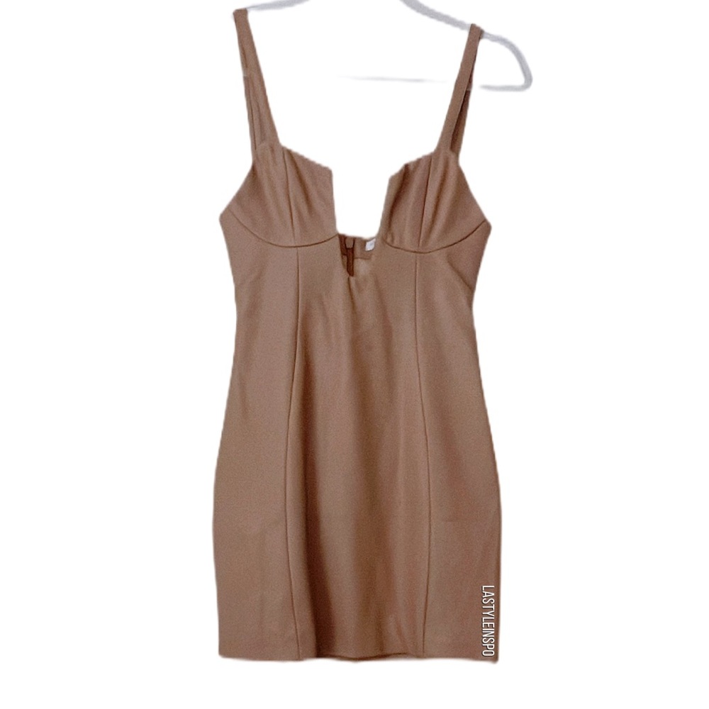 House of CB Mistress Rocks Bustier Corset Dress Vegan Leather Tan S